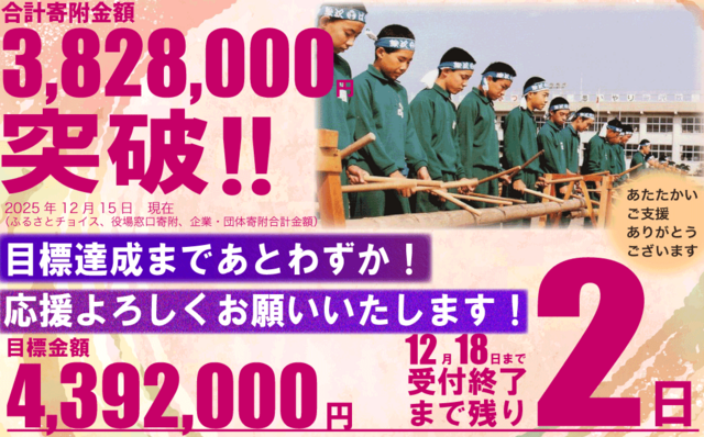 富士川中クラウドファンディングあと2日