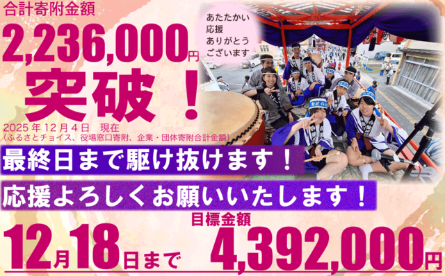 富士川中クラファン200万突破