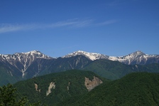 池の茶屋からの白峰三山