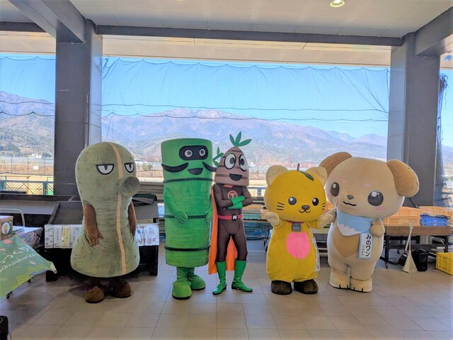 ゆずにゃんとお祝いに来てくれたゆるキャラ達の集合写真